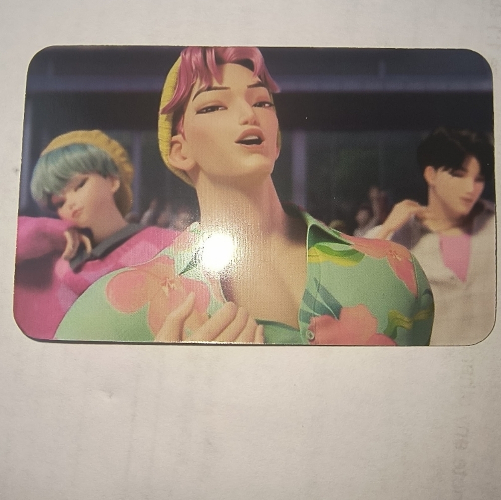 K-Pop Inspired Floral Card Collectors - Green Pink Demon Hunters Abby